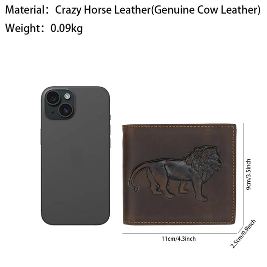 Royal Bagger Vintage Wallets for Men Genuine Cowhide Large Capacity Card Holder Crazy Horse Leather Simple Clutch Purse 1462