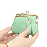 Royal Bagger Mini Coin Purse for Women, Solid Color Credit Card Holder Wallet, Vintage Leather Kiss Lock Storage Bag 1655