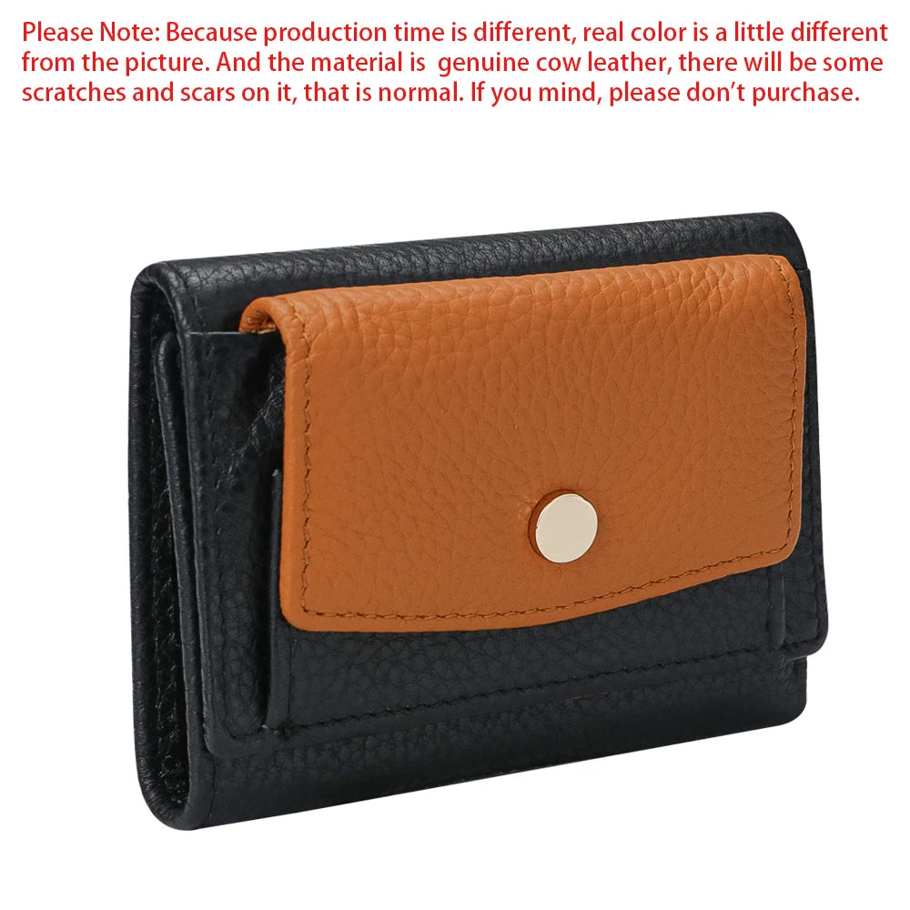 Royal Bagger Genuine Leather Mini Trifold Wallet, Portable RFID Protected Card Holder, Coin Purse for Daily Use 1884