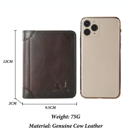 Royal Bagger Short Wallet for Men RFID Blocking Genuine Cow Leather Male Card Holder Retro Slim Purse Man Business Wallets Cool