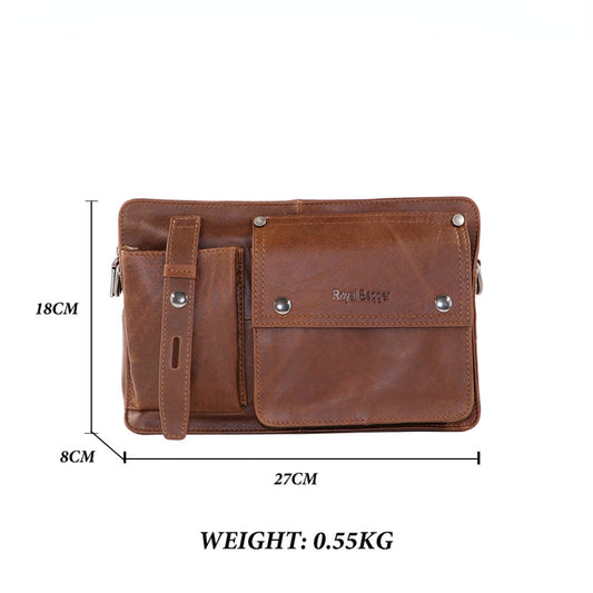 Royal Bagger Messenger Bag for Men Real Cowhide Retro Fashion Shoulder Bags Business Casual Man Sling Pocket Genuine Cow Leather